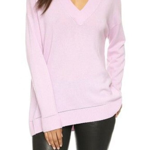 Vince XXS Pointelle Trim V Neck Cashmere Sweater - Picture 2 of 11